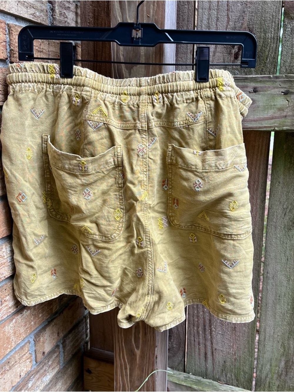 Pilcro High-Waist Embroidered Yellow-Tan Shorts - Picture 3 of 4